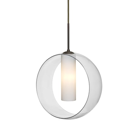 Besa Lighting Plato Cord Pendant, Clear/Opal, Bronze Finish, 1x5W LED 1JT-PLATOCL-LED-BR